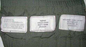G-suit Labels - Model CSU-13B/P - also known as anti-g suit or anti-gravity garment usually worn by military fighter pilot - shown for medical use