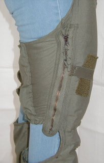 G-suit Comfort Zipper - Model CSU-13B/P - also known as anti-g suit or anti-gravity garment usually worn by military fighter pilot - inflated and shown for medical use